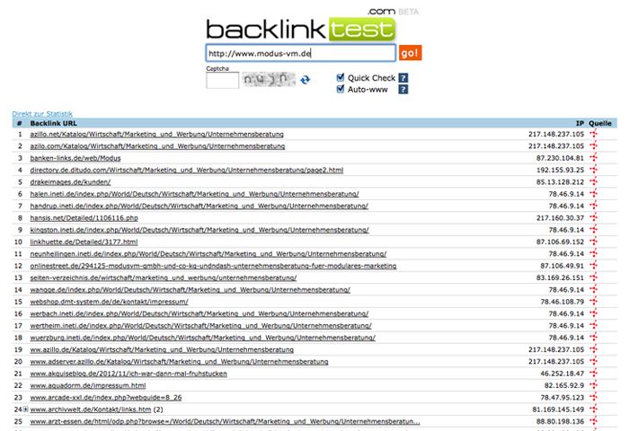 Backlinktest Tool